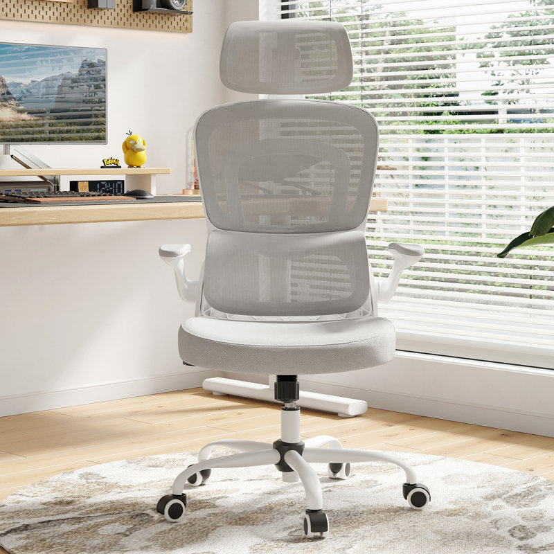 High Back Ergonomic Mesh Office Chair, White/Grey