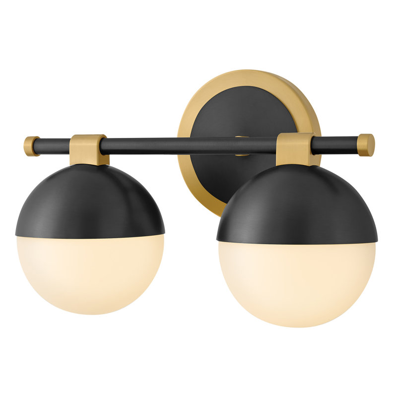 Petit meuble-lavabo Hinkley Bowie, H 9 po x l 14,25 po x P 8,25 po, Deux lumières, Laiton laqué / noir