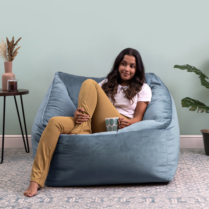 icon Milano Velvet Armchair Bean Bag, Mineral Blue
