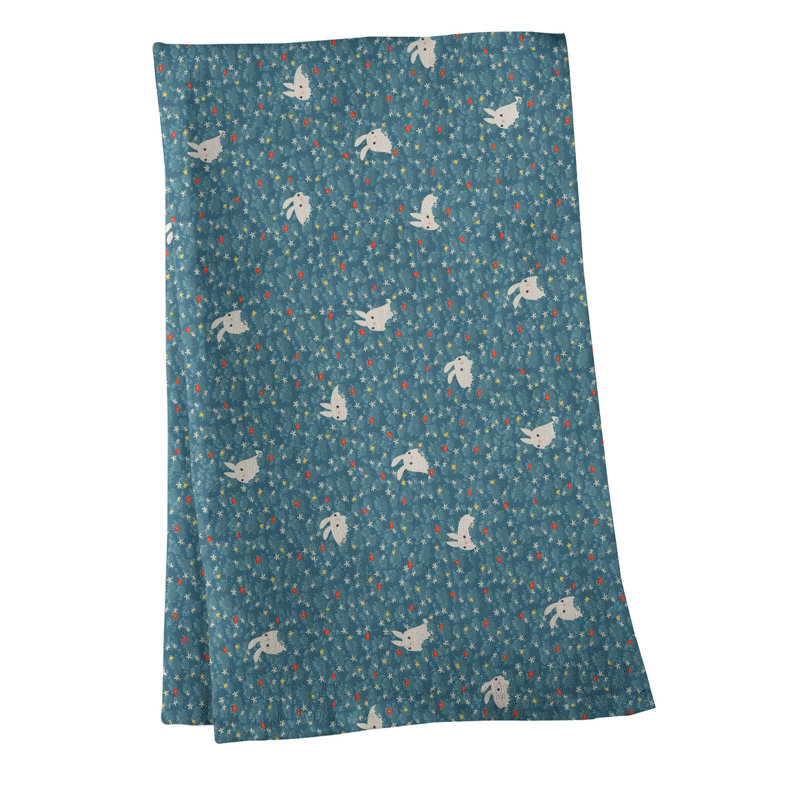 Serviette de lapin lapin à motif lapin, Polyester sergé, Bleu / Rouge / Jaune