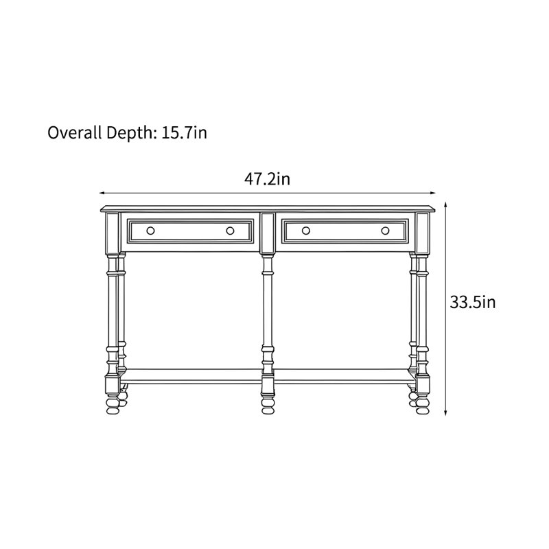 Console américaine de style rétro noir, H 33,5 po x l 47,2 po x P 15,7 po