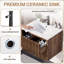 Ensemble de meuble-lavabo mural 24 po avec lavabo et meuble-lavabo mural 24 po avec 2 tiroirs cannelés, glissières silencieuses, robinet et bonde réglable en noyer-2078089175