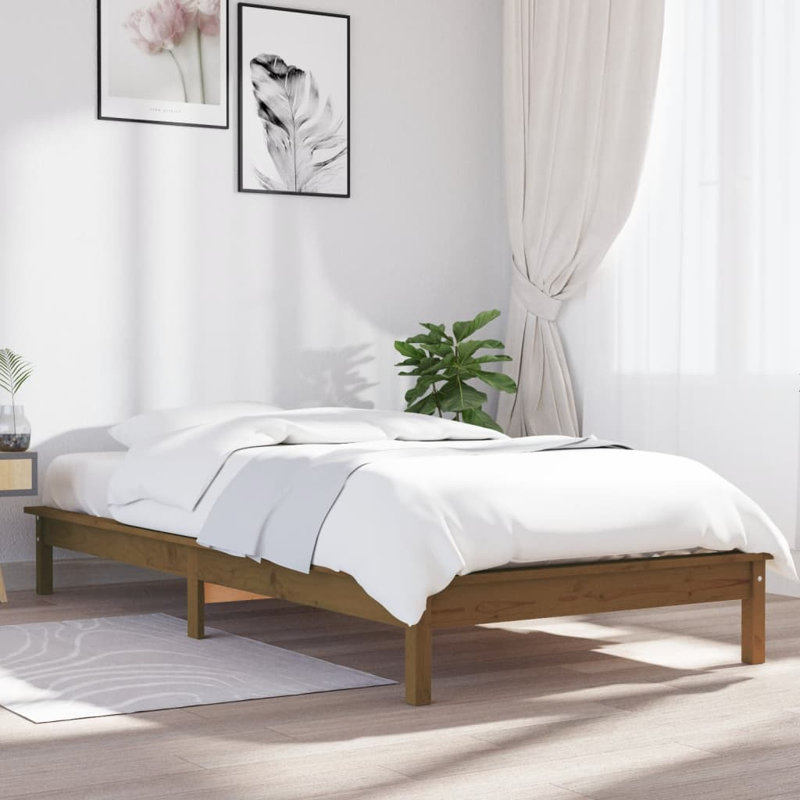 Schrader Solid Wood Bed, 140 x 200 cm, honey brown
