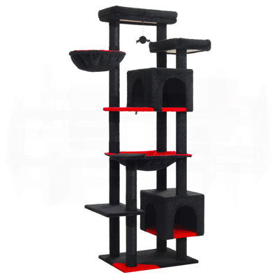 Grand arbre à chat, grande tour à chat de 69 pouces pour les grands chats d'intérieur avec grand hamac, poteaux à griffer, condo confortable et perchoir supérieur