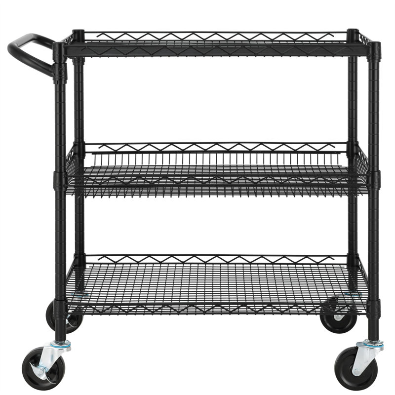 Utility Cart with Wheels, Black