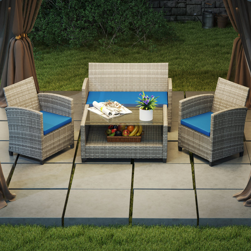 Outdoor Seat Cushion Set, Sky Blue