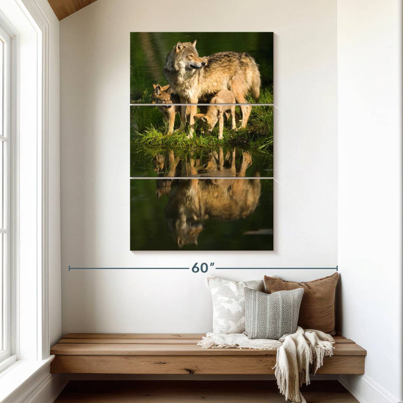 Brampt Wolves By The Lake, 50" H x 32" W