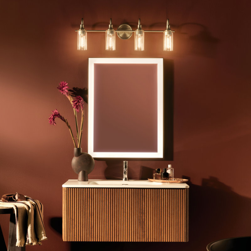 31.5" 4-Light Vanity Light with Clear Glass, Bronze