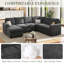 Canapé-lit modulaire en U escamotable avec rangement, revêtement en chenille gris foncé-844848567