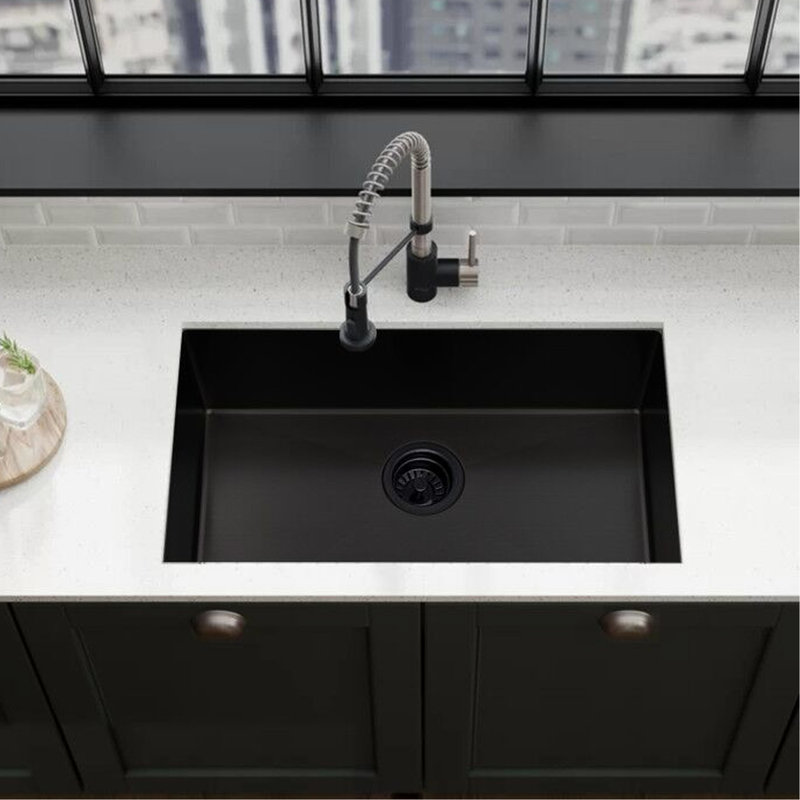Undermount Stainless Steel Kitchen Sink, 32X19 Inch, Gunmetal Black, Nano Brushed Finish, Condensation Reducing Black Steel, Construction, Long-Lasting Appeal