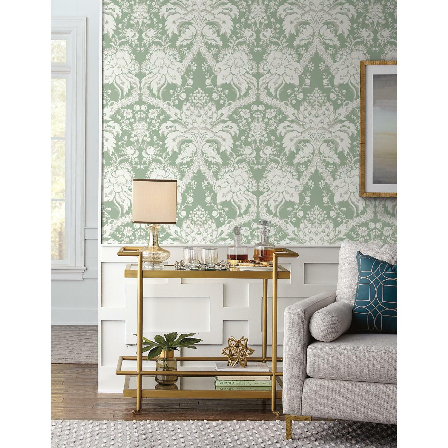 Damask Wallpaper, Green