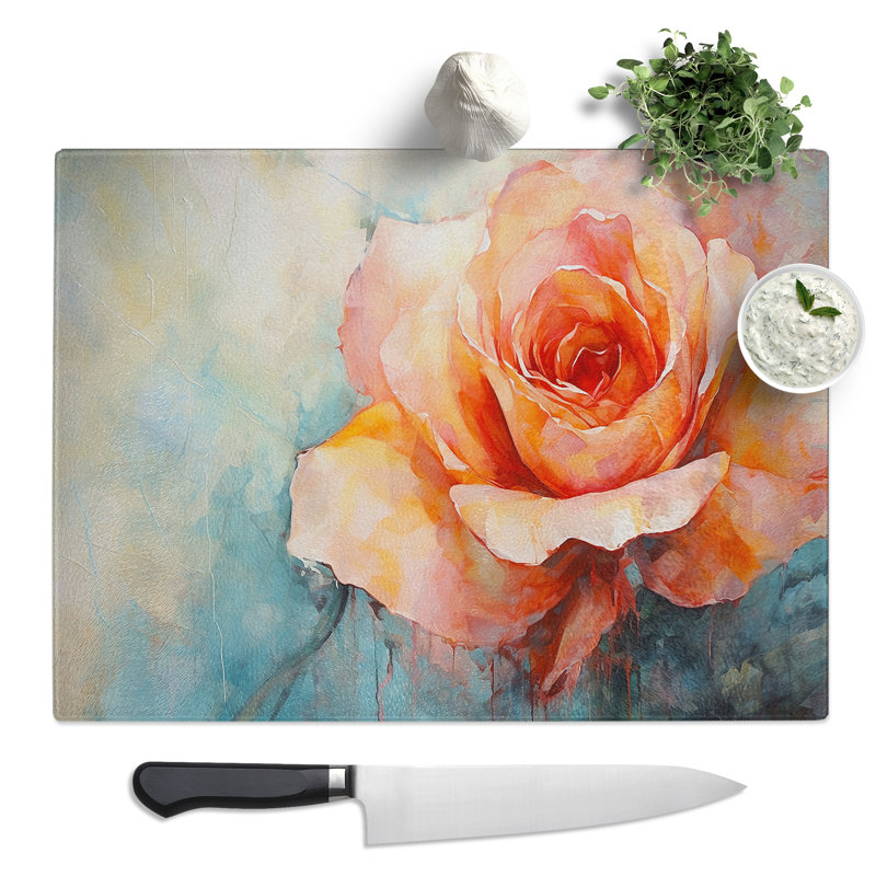 Rose Abstract No.2  Glass Chopping Board