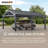 Sunjoy Carport 14 ft. x 20 ft. Outdoor Gazebo Heavy Duty Garage Car Shelter with Brown Powder-Coated Steel Roof and 2 Ceiling Hooks