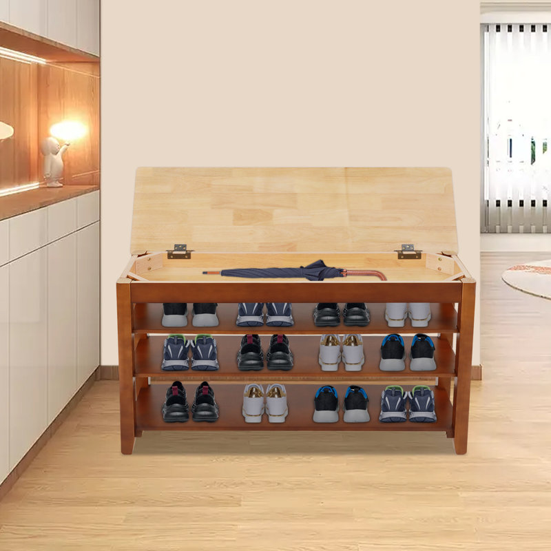 Banc de rangement à chaussures en bois à 3 niveaux