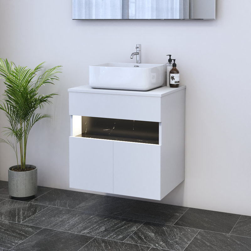 Lieke 23.6'' Single Bathroom Vanity with Top, White