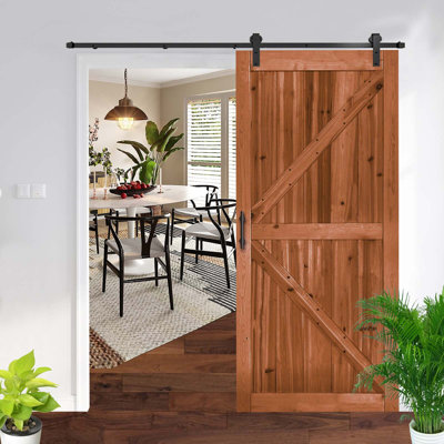 86'' Solid Wood Unfinished without Installation Hardware Kit Barn Door