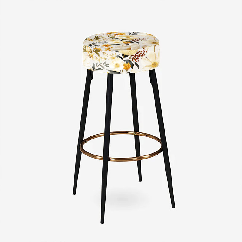 Ensemble de 2 tabourets de bar beiges Boho Chic Poppy Blooms