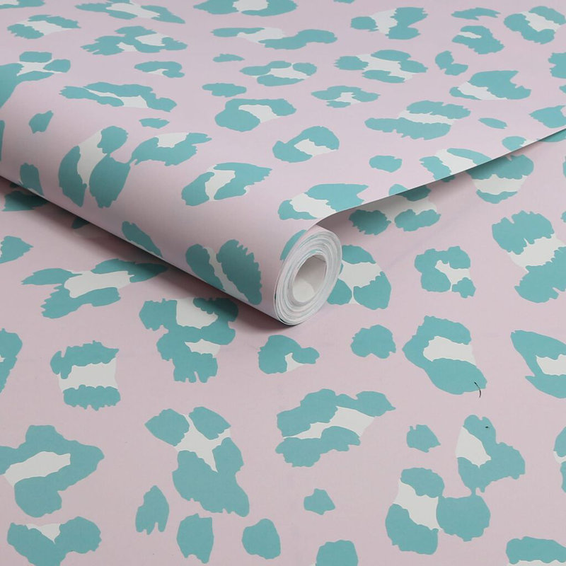 Envy Big Cat Leopard Print Wallpaper, Blue