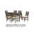 Ane 7Pc Dining Table Set, Cream Upholstered Chairs, Rough Sawn Brown