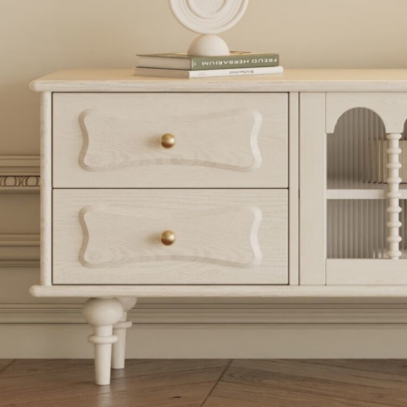 Meuble télé français de style crème simple, Blanc cassé