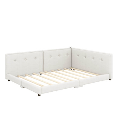 Queen-Sized Upholstered Platform Bed With Integrated USB Ports