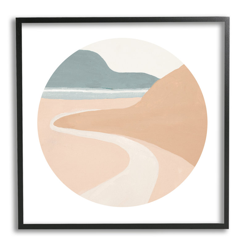 Abstrait paysage de sentier côtier du sud-ouest brun clair - peinture, Giclée encadrée noir minuit
