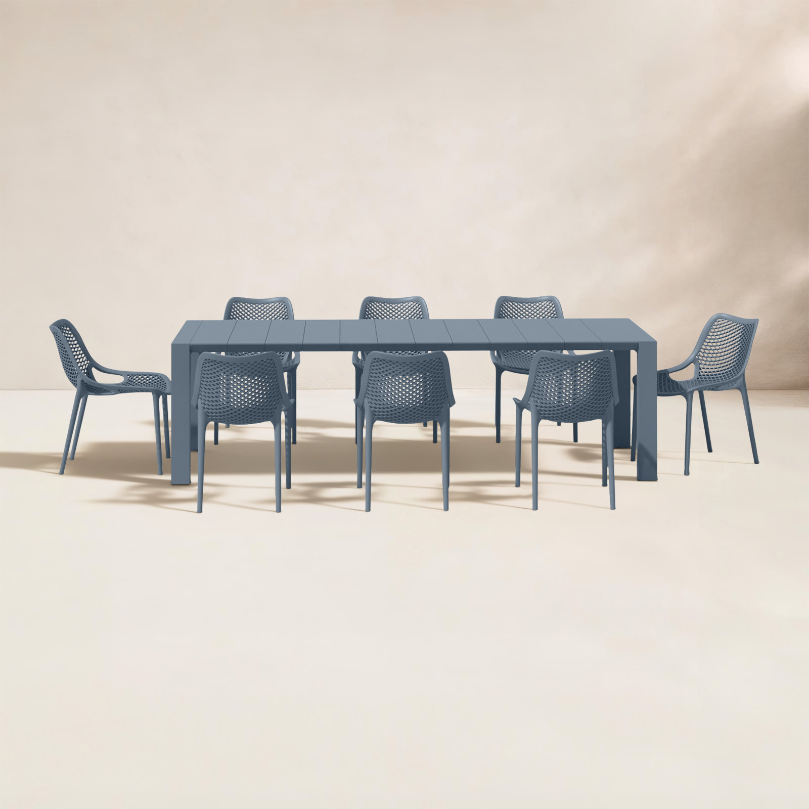 Farrah Rectangular 8 - Person Extendable Dining Set, Dark Gray
