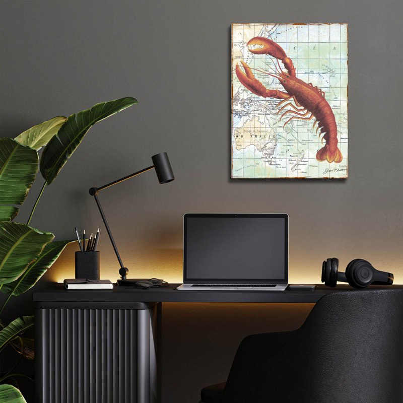 «Nautical Journey-a-lobster» par Jean Plout, art mural en verre acrylique, H 16 po x l 12 po x P 0,13 po