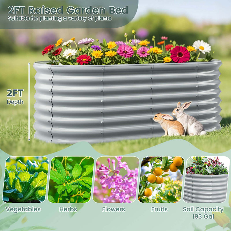 Raised Garden Bed Kit Planter Raised Garden Boxes Outdoor 65" X 32" X 24", Gray, 1