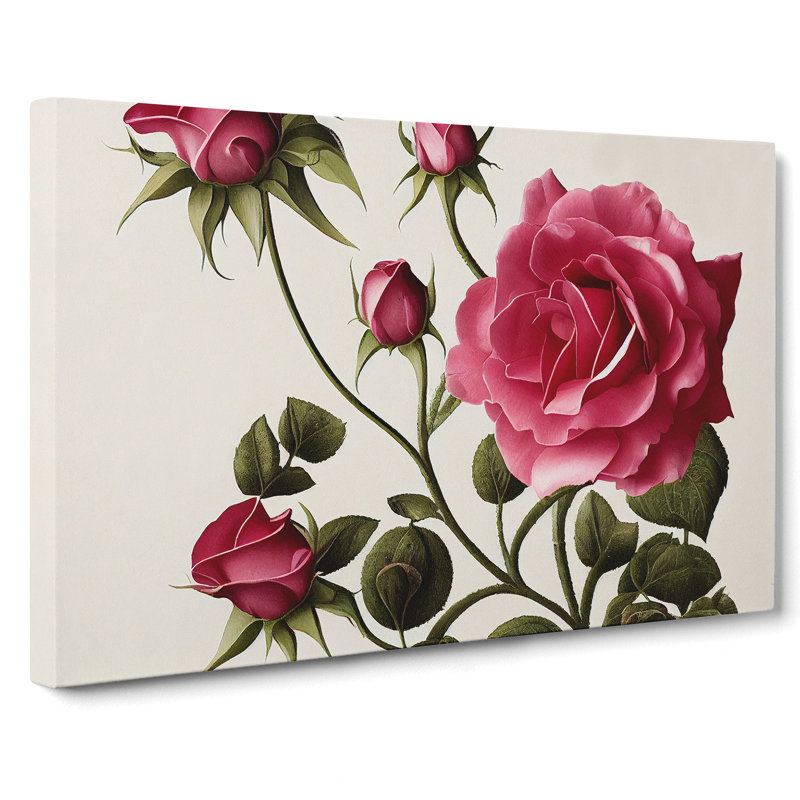 Bold Rose Flowers - Wrapped Canvas Painting, 35cm H x 50cm W x 3cm D