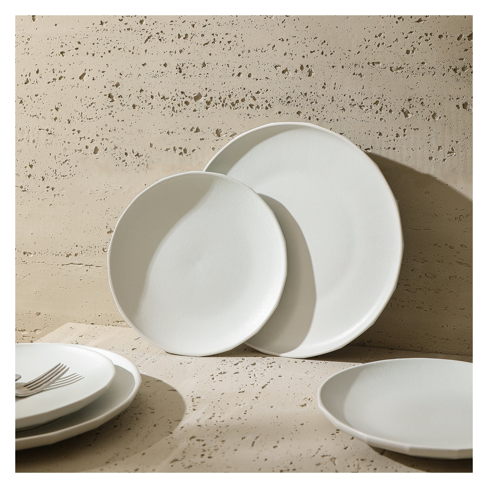 Stone Lain Rio 4-Piece Salad Plate Set Stoneware, Beige