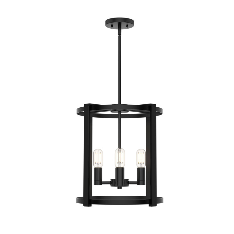 Astwood 4 - Light Dimmable Lantern Drum Chandelier, Matte Black, 16" W x 16" D x 17.75" H