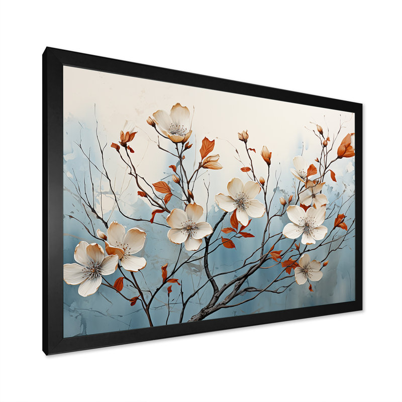 Cornouiller blanc Blossom Harmony VI - impression, Cadre d'angle fermé noir, H 12 po x l 20 po x P 1 po