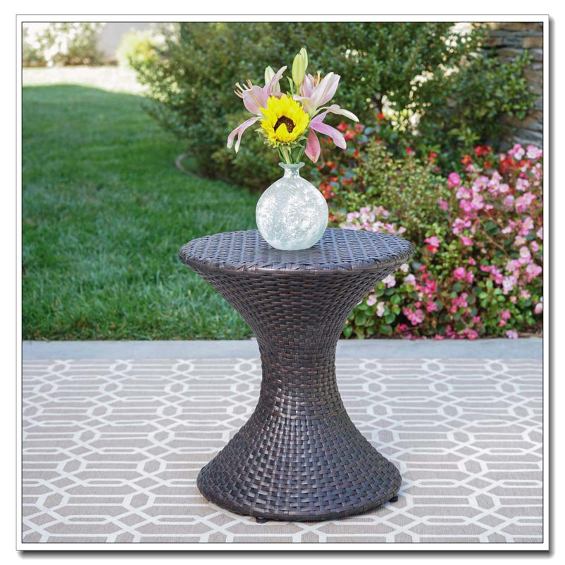 16-inch Multi-brown Wicker Hourgla Side Table