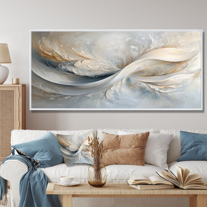 Weitzel - Abstract Wall Art, 28" H x 60" W, Impression encadrée flottante, White