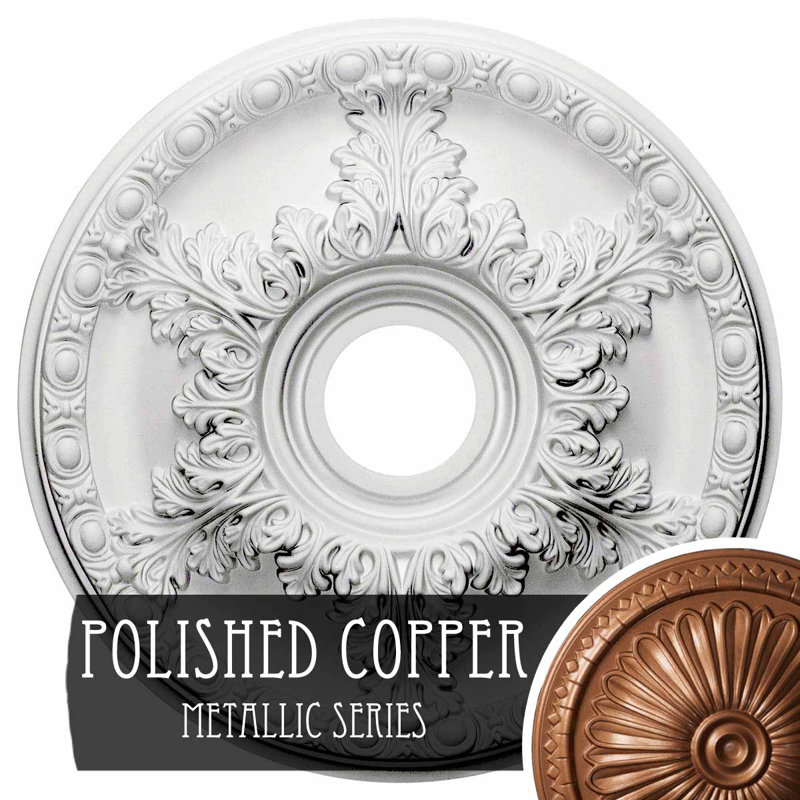 Endurathane Granada Ceiling Medallion, 18"OD x 3 1/2"ID x 2 1/2"P (Fits Canopies up to 6 5/8"), Hand-Painted Polished Copper Finish