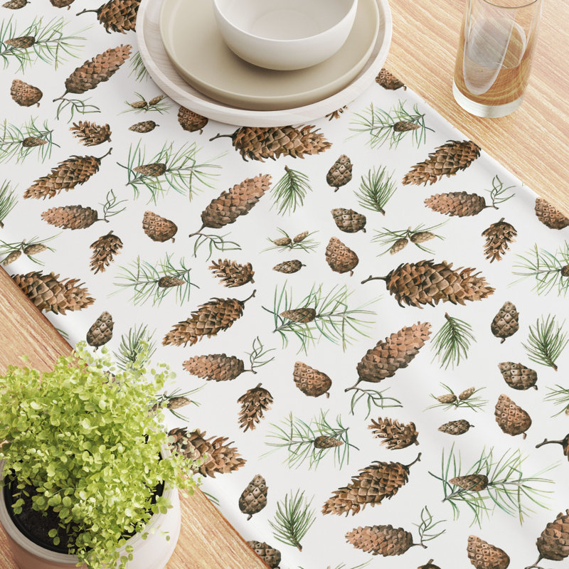 Khan Pinecones Allover Table Runner, 12" W x 72" L