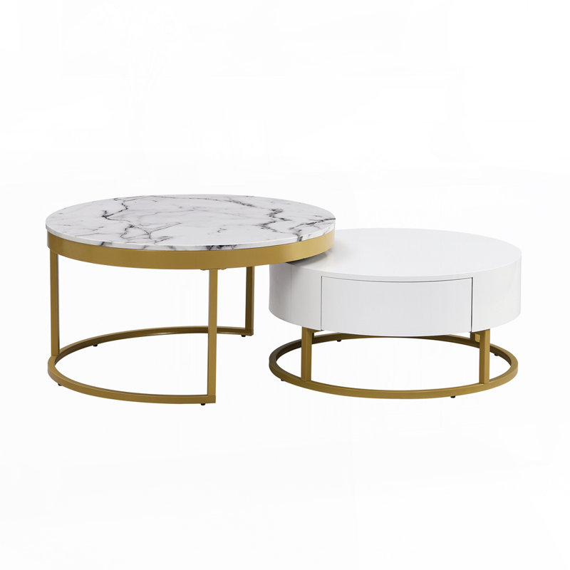 Kreig Nesting Coffee Table, White/Gold
