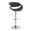 Ensemble de 2 tabourets pivotants réglables de style Mid-Century avec base chromée et détails noyer