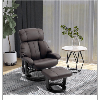 Massage Recliner Chair with Ottoman, 360° Swivel Recliner and Footstool, PU Leather Reclining