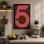 Numeral Five Geometric 1 Piece Wrapped Canvas Wall Art-1603020368-1603020376
