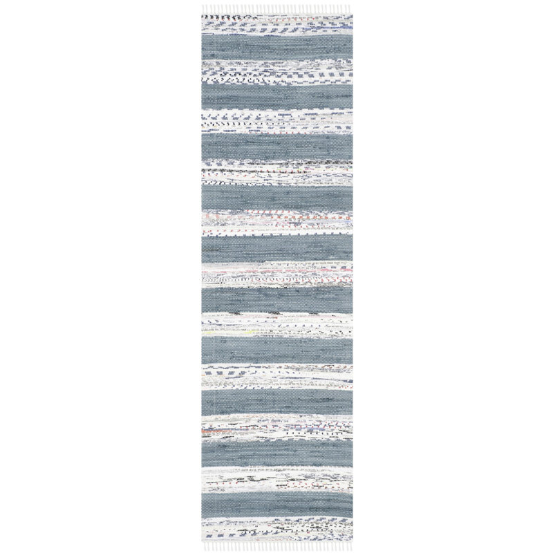 Tapis rayé en coton tissé à la main Yokum, Tapis de couloir 2 pi 3 po x 7 pi
