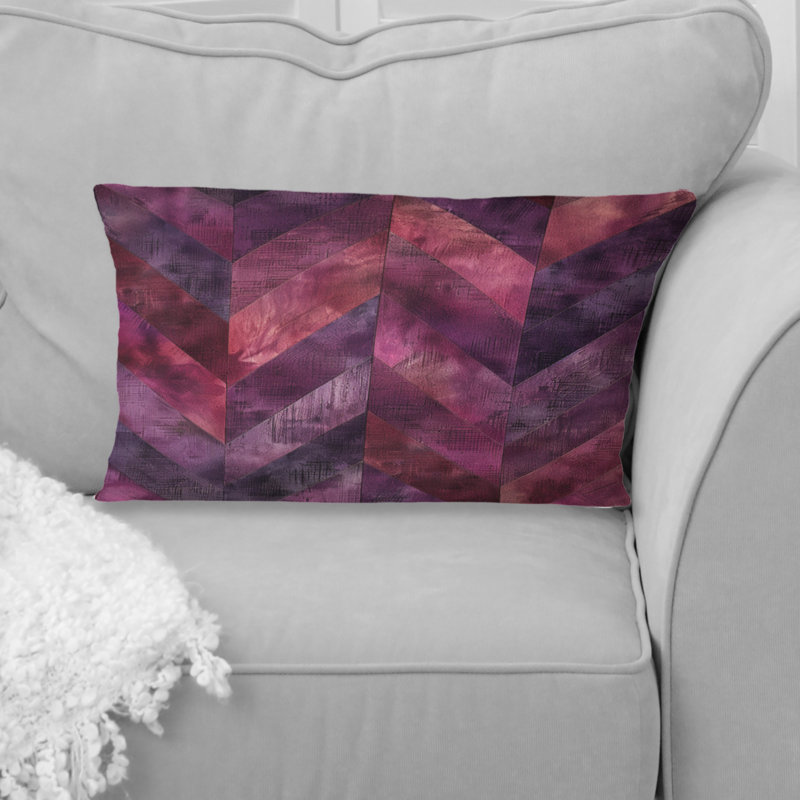 Chevron Enchantment - Coussin lombaire Glam, Mauve / Rose