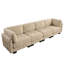 Canapé d'angle modulaire 4 places en chenille à détails froncés, 2 poufs amovibles, mousse haute densité, coussins de dossier épais-79186058-79186056