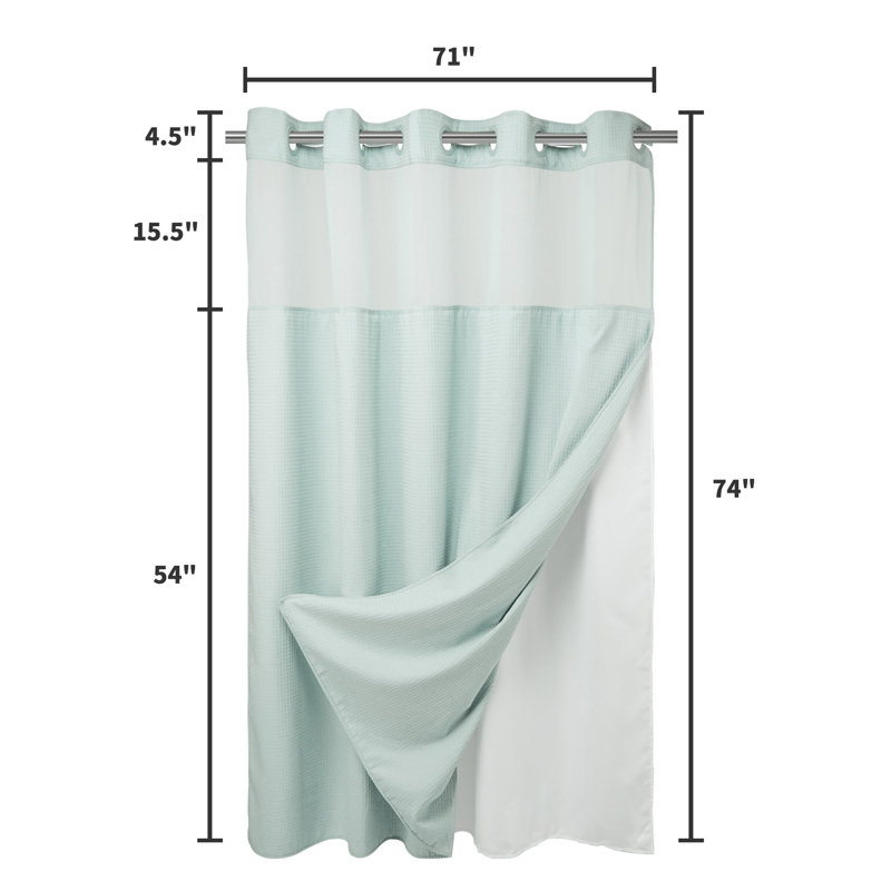Rideau de douche Ramjani Waffle Weave, H 74 po x l 71 po, Bleu brumeux
