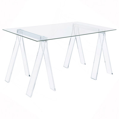 Roda Clear Glass Top Writing Desk