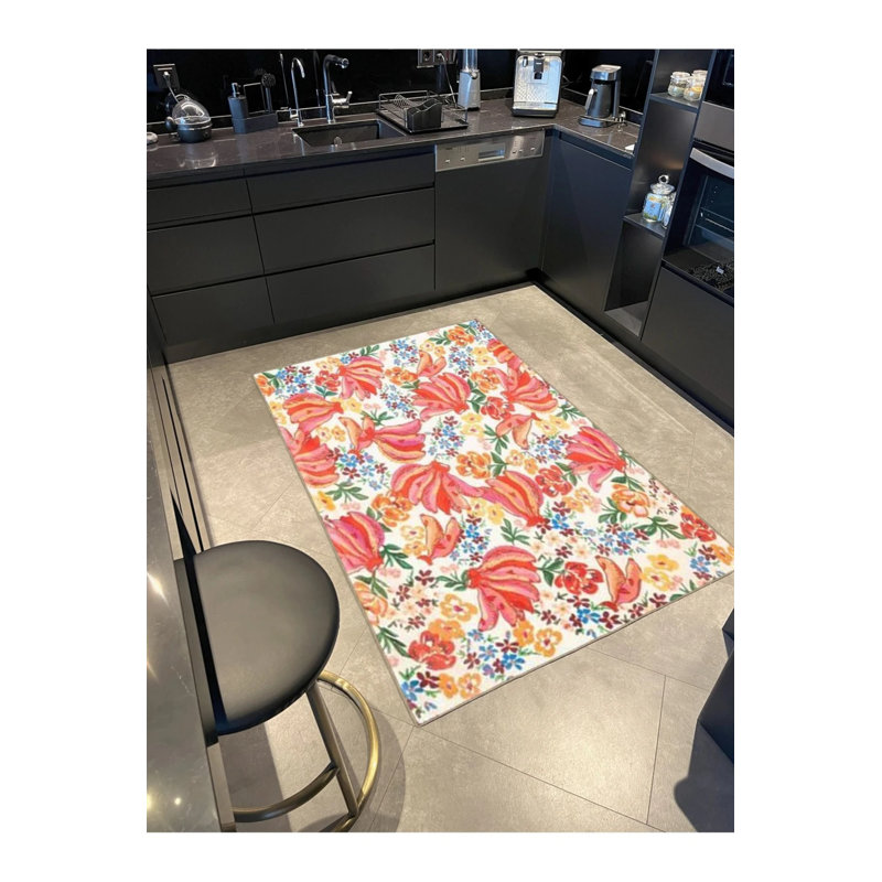 Tapis de sol en mélange de couleurs et de motifs floraux, Tapis de couloir 2 pi 6 po x 6 pi 7 po