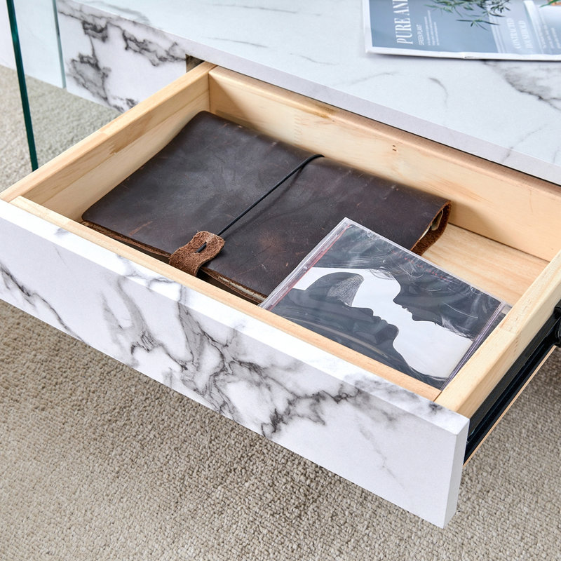 Table basse moderne à deux niveaux, Blanc