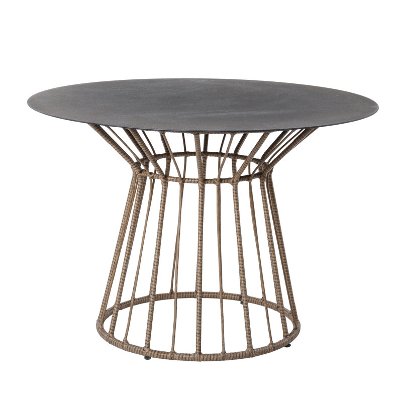 Wrexham Round Glass Steel Outdoor Dining Table - 110 cm W 110 cm D