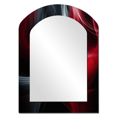 Red Black Contemplative Abstraction X - Modern Arch Wall Mirror